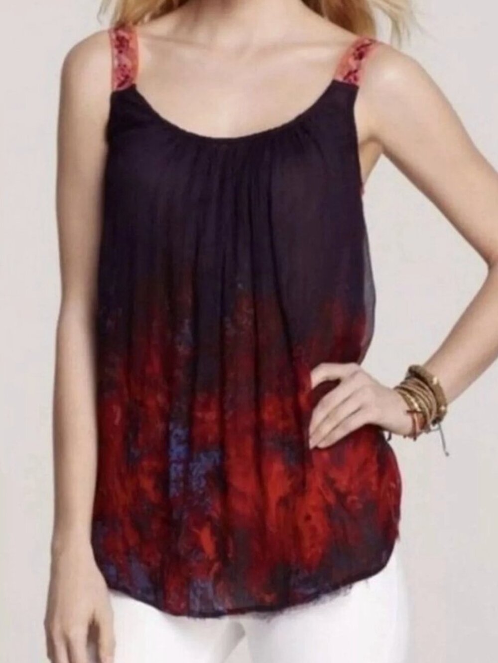 Free People Firecracker Colorful Gauzy Tunic Tank Top Size S